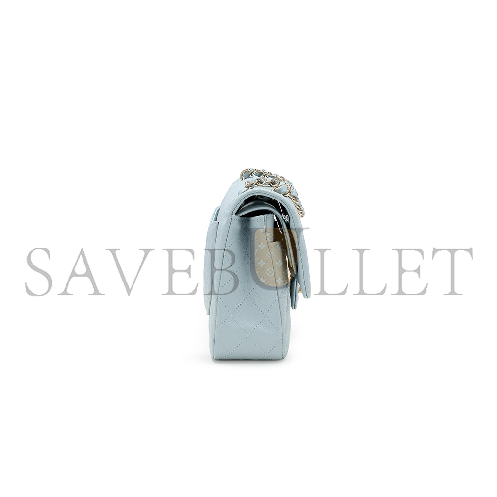 CHANEL MEDIUM CLASSIC DOUBLE FLAP BAG BLUE QUILTED CAVIAR LIGHT GOLD HARDWARE (25*15*7cm) CHANEL MEDIUM CLASSIC DOUBLE FLAP BAG BLUE QUILTED CAVIAR LIGHT GOLD HARDWARE (25*15*7cm)